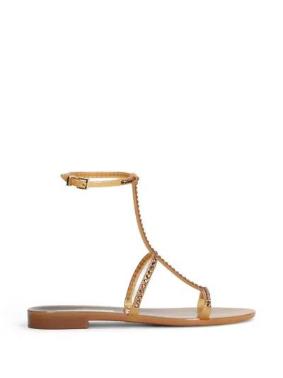 Menghi Crystal-embellished T-bar Sandals In Brown