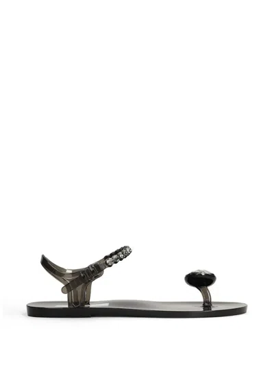 Menghi Iride Crystal-embellished Thong Sandals In Black