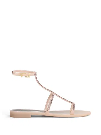 Menghi Crystal-embellished Ankle-strap Sandals In Neutral