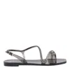 Menghi Rubber Flat Sandals In Black