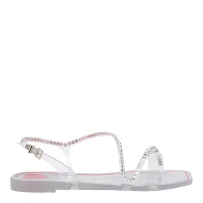 Menghi Rubber Flat Sandals In Silver