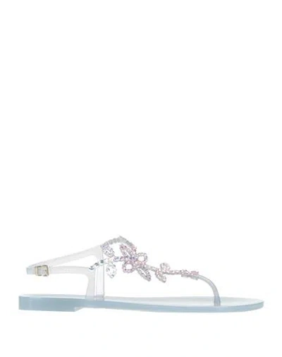 Menghi Woman Thong Sandal Sky Blue Size 8 Synthetic Material, Swarovski Crystal
