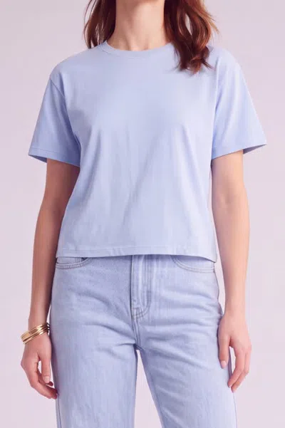 Menina Step Boxy Short Sleeve Crewneck Organic Cotton T-shirt In Blue