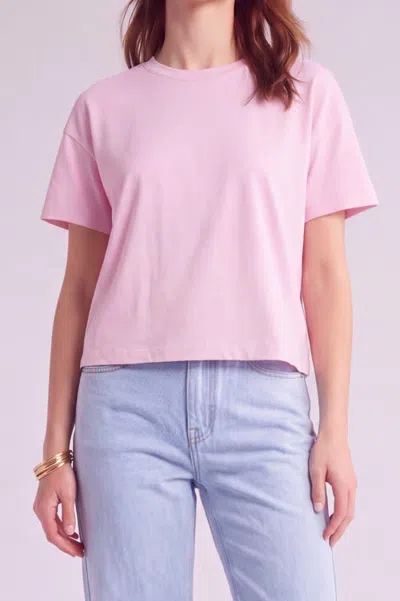Menina Step Boxy Short Sleeve Crewneck Organic Cotton T-shirt In Pink