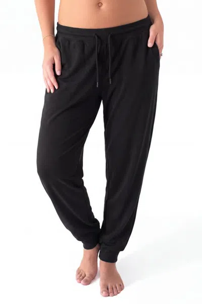 Menina Step Drawstring Fleece Jogger Pant In Black