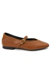 Menina Step Greta Leather Mary Jane Flat In Brown