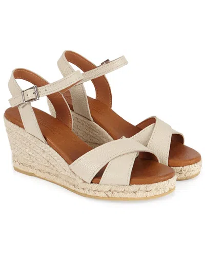 Menina Step Hielo Crisscross Leather Espadrille In Beige