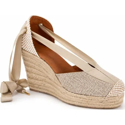 Menina Step Jimena High-lace Gold Woven Lace-up Espadrille In Brown