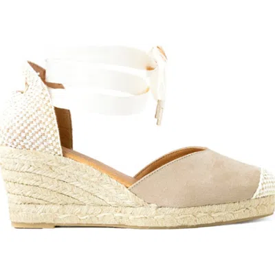 Menina Step Jimena Mid Laces Espadrille Sandal In Neutral