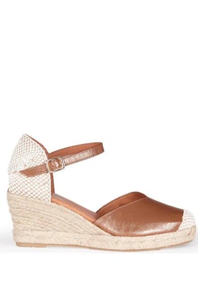 Menina Step Jimena Mid Strap Espadrille Sandal In Brown