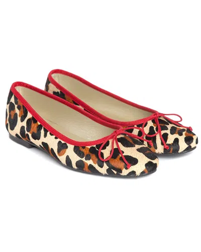 Menina Step Sandrine Leather Flat In Animal Print