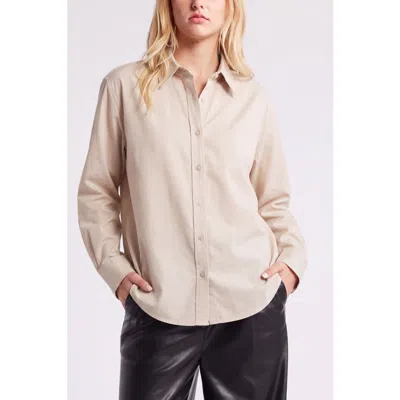 Menina Step Tailored Long Sleeve Organic Cotton Button-up Shirt In Neutral