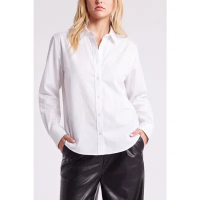 Menina Step Tailored Long Sleeve Organic Cotton Button-up Shirt In White