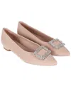 Menina Step Tiara Pointy Leather Ballet Pump In Beige