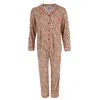 Mentally Exhausted Women's Plus Size Leopard Pajama Set In Brown