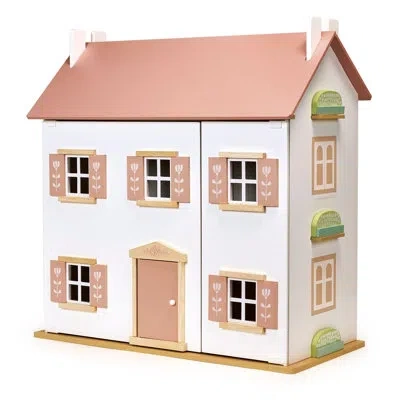 Mentari Toys Clover Dollhouse In White;pink