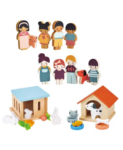 Mentari Toys Kids' Doll Family And Pets Bundle In Multi