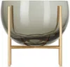 Menu Black & Gold Small Échasse Bowl In Smoke Glass / Brushe