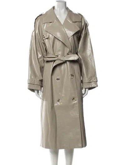 Pre-owned Meotine Vegan Leather Trench Coat W/ Tags In Neutral