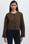 Meotine Karla Cropped Wool-blend Jacket In Brown