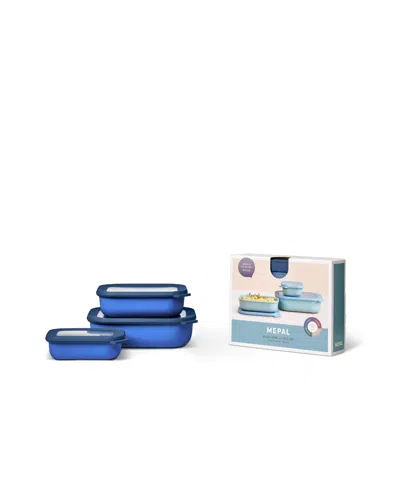 Mepal Cirqula 3pc. Rectangular Shallow Multi Bowl Set In Blue