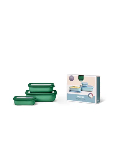 Mepal Cirqula 3pc. Rectangular Shallow Multi Bowl Set In Green