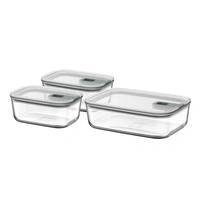 Mepal Easyclip 2.0 6-piece Borosilicate Glass Rectangular Food Storage Container, Made In Holland In Clear