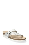 Mephisto Helen Toe Loop Sandal In Grey/silver