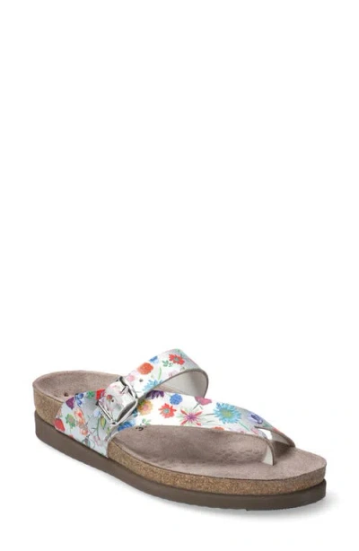 Mephisto Helen Toe Loop Sandal In Silver Metallic Leather