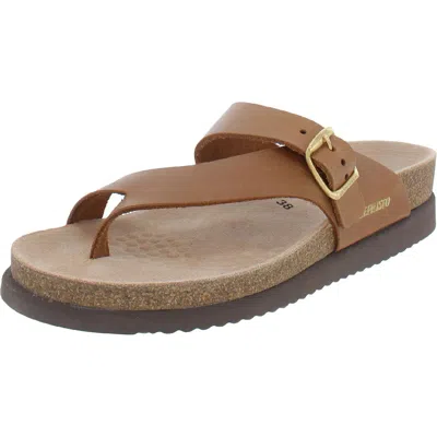 Mephisto Helen Womens Leather Slides Thong Sandals In Brown
