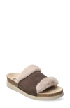 Mephisto Hemeline Faux Fur Slide Sandal In Brown