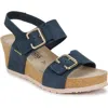 Mephisto Lissandra Platform Wedge Sandal In Blue Leather