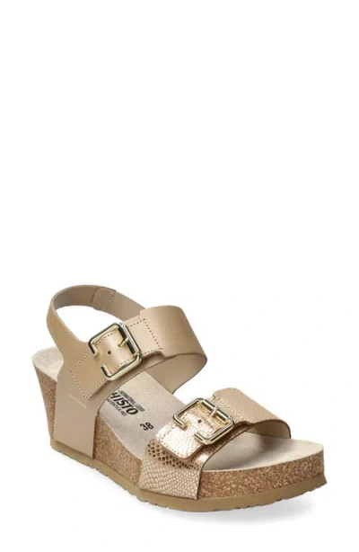 Mephisto Lissandra Platform Wedge Sandal In Gold