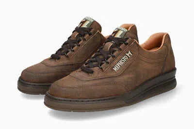 Pre-owned Mephisto Men's Match Hazelnut Old Velours 735 Flat Heel Lace-up Sneakers In Hazelnut Old Velours 11735