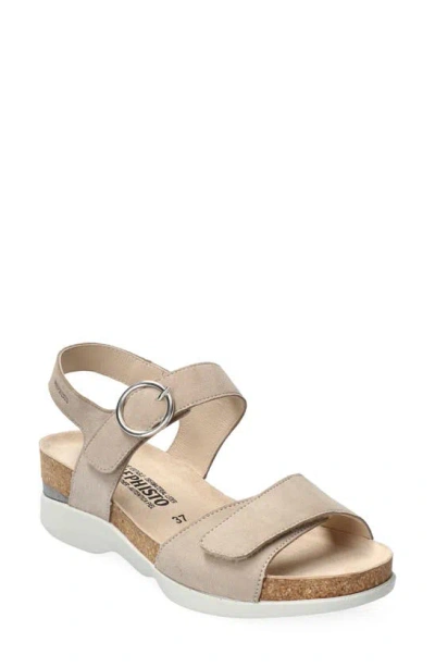 Mephisto Oriana Strappy Wedge Sandal In Warm Grey