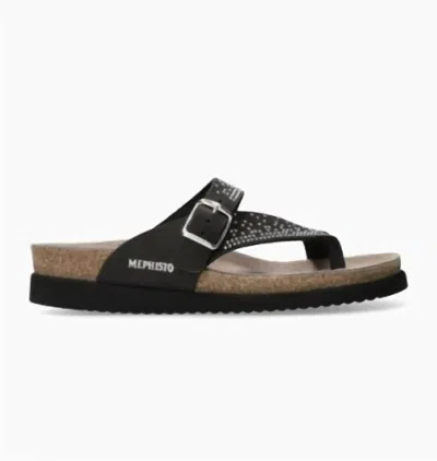 MEPHISTO WOMEN'S HELENA SPARK RHINESTONE ADORNED WALKING SANDAL IN BLACK