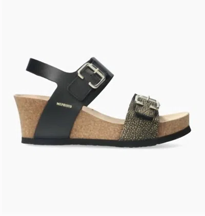 Mephisto Women's Lissandra Lightweight Walking Wedge Sandal In Black Condor In Multi