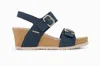 Mephisto Women's Lissandra Lightweight Walking Wedge Sandal In Black Condor In Blue