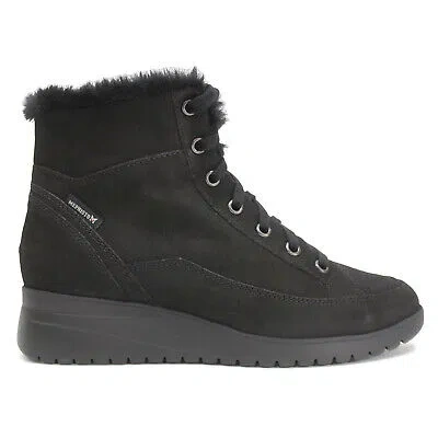 Pre-owned Mephisto Womens Boots Ilka Casual Lace-up Zip-up Nubuck In Black