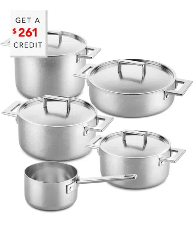 Mepra 10pc Attiva Stainless Steel Pewter Set With $261 Credit In Silver