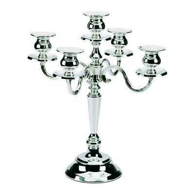 Mepra 13.1" Metal Tabletop Candelabra In Silver-plated
