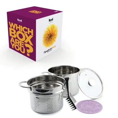Mepra 18/10 Stainless Steel, Silicone Rubber Stock Pot In Silver