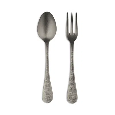 Mepra 2 Piece Textured Silver Serving Set In Gray
