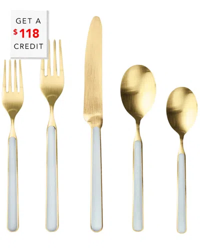 Mepra 20pc  Fantasia Ice  Flatware  Set In Gold