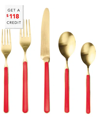 Mepra 20pc Fantasia Ice Flatware Set With $118 Credit In Red