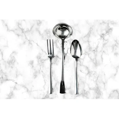 Mepra 3 Pcs Serving Set (fork Spoon And Ladle) Atena Stainless Steel