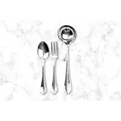 Mepra 3 Pcs Serving Set (fork Spoon And Ladle) Dolce Vita Pewter Stainless Steel In Silver