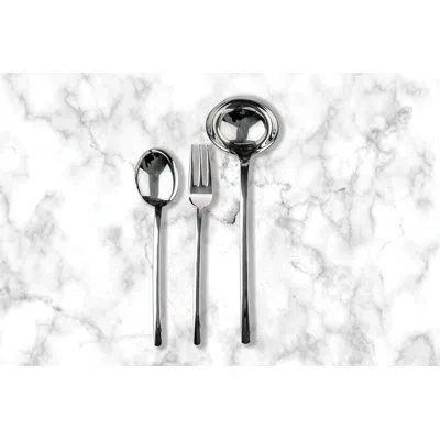 Mepra 3 Pcs Serving Set (fork Spoon And Ladle) Due In Silver