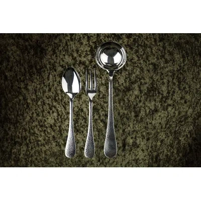 Mepra 3 Pcs Serving Set (fork Spoon And Ladle) Epoque Pewter Stainless Steel In Silver