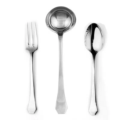 Mepra 3 Pcs Serving Set (fork Spoon And Ladle) Moretto In Silver